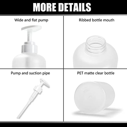 Shampoo Bottles Refillable with Pump, YACEYACE 3Pcs 16.9oz Matt Clear - color: Clear Matt