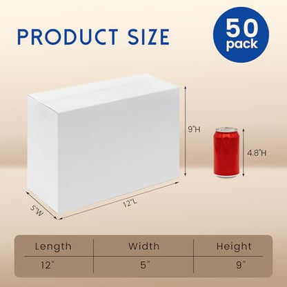 Mefleet 12x5x9" Shipping Boxes 50 Pack Corrugated Cardboard Box White - size: 12x5x9 inches (50 Pack)