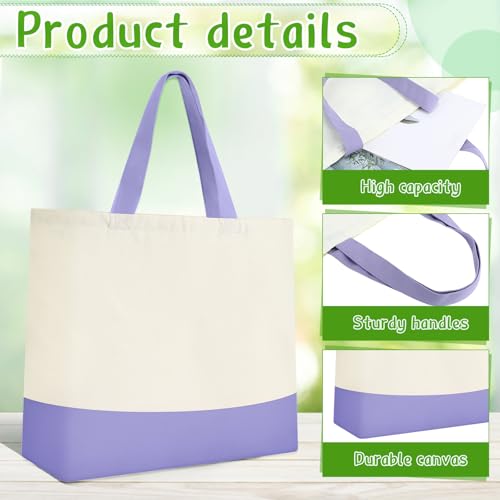 Epakh Canvas Tote Bags Bulk 18.5 x 15 In - color: Light Purple