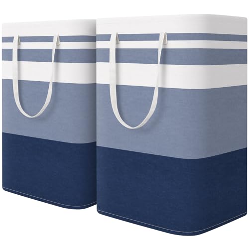 HomeHacks 2 Pack Large Laundry Baskets, Laundry Hampers Bags (Blue 75Lx2) - color: Blue, size: 75L