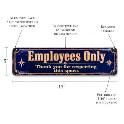 Employees Only Vintage Enamel Business Sign - style: Employees Only