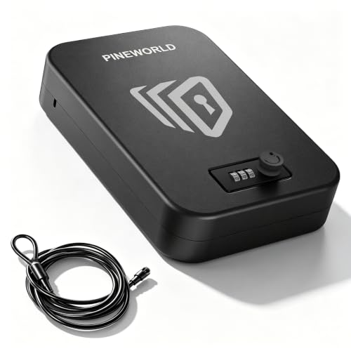 PINEWORLD Portable Handgun Safe, Compact Gun Safe with Combination Lock