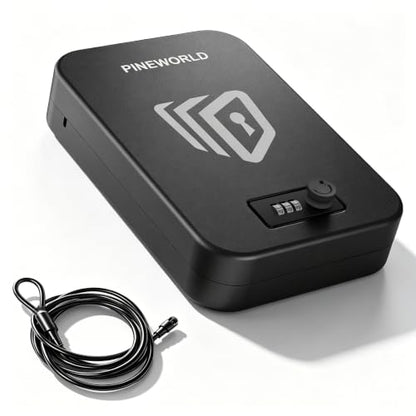 PINEWORLD Portable Handgun Safe, Compact Gun Safe with Combination Lock