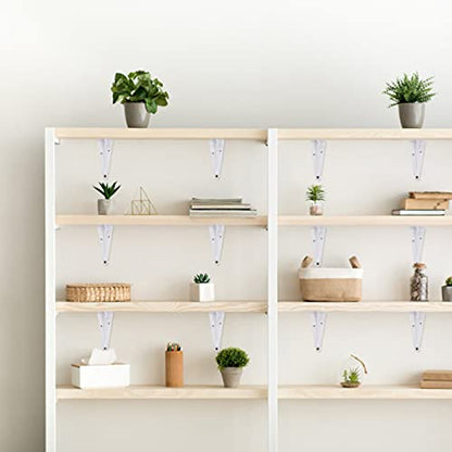12 Pack Shelf Brackets White Heavy Duty L Brackets Metal Floating Shelf Brackets Hardware Brace Brackets Wall Mount Angle Corner Support for Christmas Shelves Hanging Floating Shelves Brack Wood