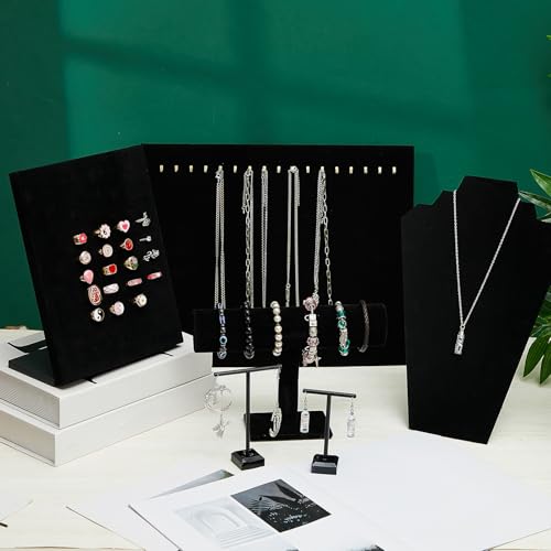 Henoyso 22 Pcs VelvetJewelry Display for Vendors Necklace Bust Holder - color: Black