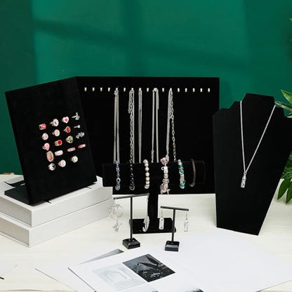 Henoyso 22 Pcs VelvetJewelry Display for Vendors Necklace Bust Holder - color: Black