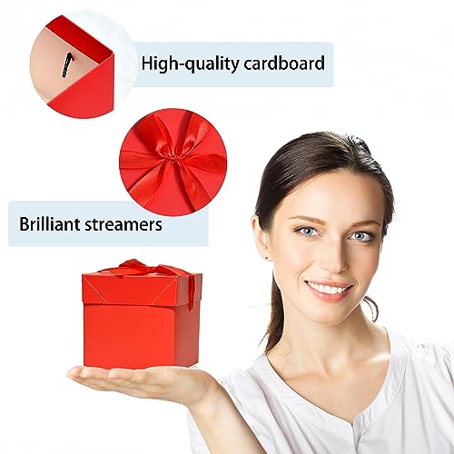 Gift Box with Lid & Ribbon for present, 12pcs, 4"×4"×4" - color: Gold & Red, size: 4 x 4 x 4 Inch