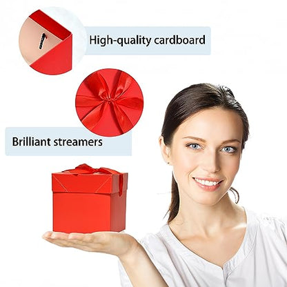 Gift Box with Lid for present,6"×6"×6", Collapsible,12pcs - color: Gold & Red, size: 6 x 6 x 6 Inch