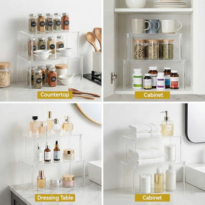 4 Pack Clear Kitchen Cabinet Organizer