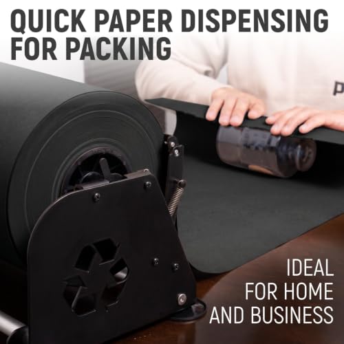 18" Paper Dispenser with Cutter + Black Kraft Paper Roll - color: Black, size: 1 Roll + Dispenser