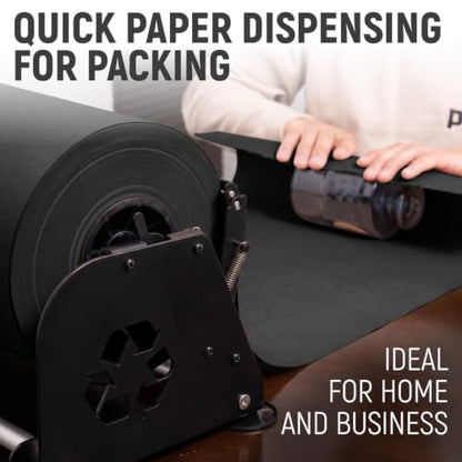 18" Paper Dispenser with Cutter + Black Kraft Paper Roll - color: Black, size: 1 Roll + Dispenser