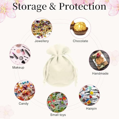 uxcell 20pcs Small Velvet Drawstring Pouches, 2.8"x3.5" Jewelry Bags, Beige - color: Beige, size: 2.8" x 3.5"