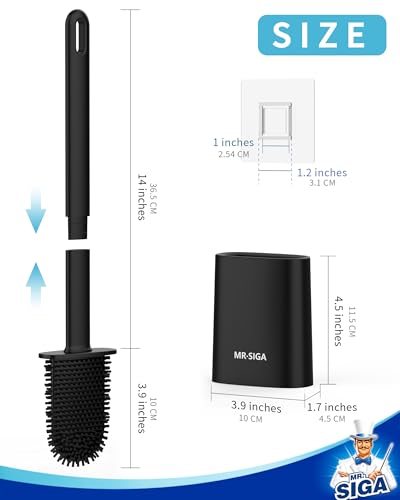MR.SIGA Toilet Brush and Holder Set, Wall Mounted Toilet Bowl Brush, Black - color: Black