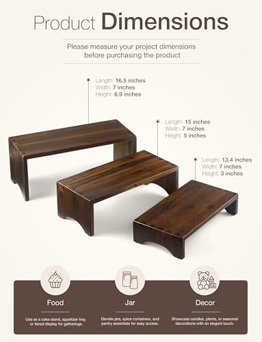 Tidita Wooden 3 Tier Cupcake Stand with Non-Slip Pads (Walnut Color) - color: Walnut