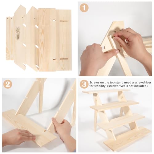 ZYP 4 Tier Wood Cupcake Display Stand, Retail Cookie Display Riser,Nature - color: Nature