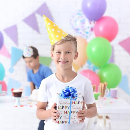 Ulmasinn Reversible Birthday Wrapping Paper Roll - 17” x 16.4 Ft, Double Sided Happy Birthday & Blue Polka Dots for Boys Girls Kids Party - color: Happy Birthday & Blue