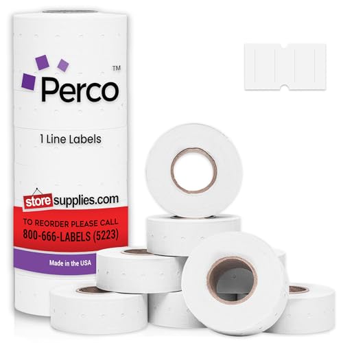 Perco 1-Line White Blank Price & Date Gun Labels – 8 Rolls, 8,000 Count - color: White, size: 1 Sleeve