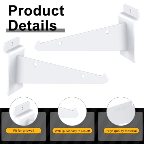 6 Pack White Slatwall Shelf, 15.7" x 6" Wooden Slat Wall Shelves with Metal Brackets Heavy Duty Slatwall Shelving Organizer Accessories for Home Garage (6, 15.7" x 6") - size: 15.7" x 6"