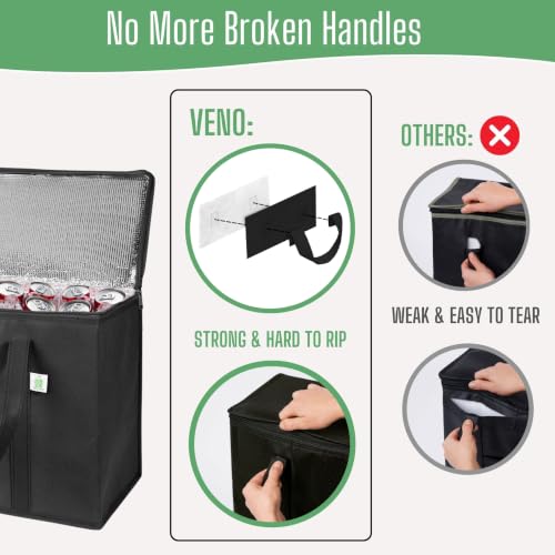 VENO 2 Pack Cooler Bag Insulated Grocery Bags for Food Delivery Heavy Duty - color: Black, size: 2 Pack
