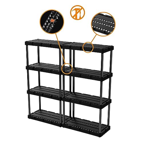 Gracious Living Knect-A-Shelf 4 Shelf Light Duty Storage Rack, Black - color: 4 Shelf - Black, size: 1 Pack
