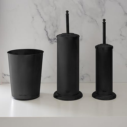 Bath Bliss Trash Can, Toilet Brush and Plunger 3 Piece Bathroom Set in Matte Black - color: Matte Black