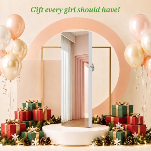 HNEBC Over the Door Organizer, Jewelry Cabinet with Lights,White - color: 21-White