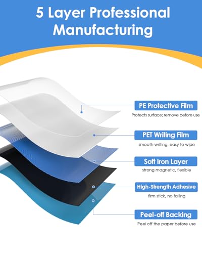 MaxGear Whiteboard Sticker 24 x 16 Inch, Peel and Stick Dry Erase Board - size: 24"W x 16"H