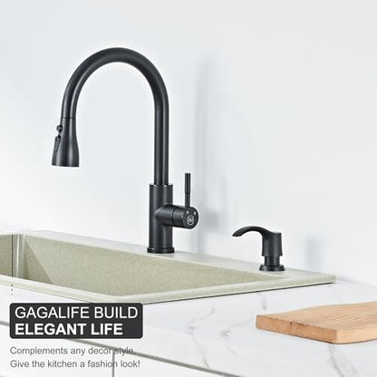 GAGALIFE Kitchen Sink Soap Dispenser - Matte Black, G080B-G - color: Matte Black, size: with Hose