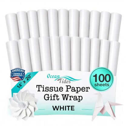 Tissue Paper for Gift Bags - 100 Sheets 14x20in Wrapping Paper, White - color: White, size: 100 Count, 14 x 20 in
