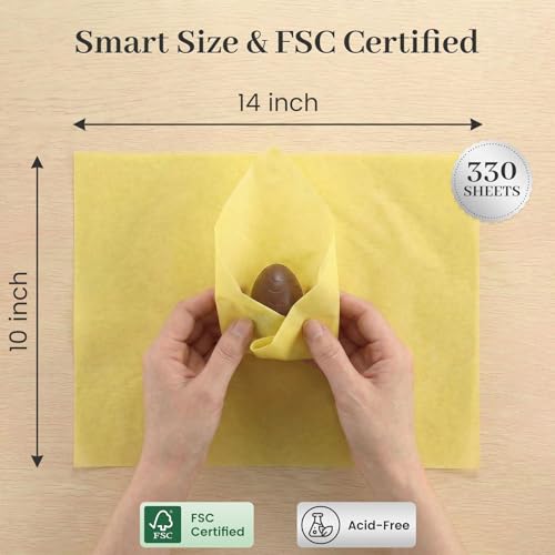 Koogel 330 Sheets Yellow Tissue Paper, 14 X 10 inches - color: Yellow