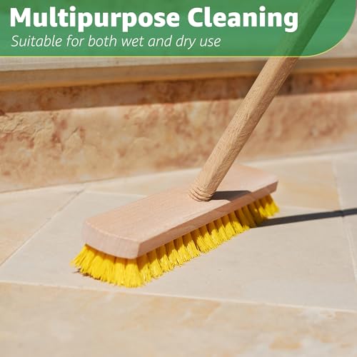 Deck Scrub Brush Head 11.81" - Deck Brush for Scrubbing Heavy Duty, Scrub Broom Head with Hard Nylon Bristles, Concrete Brush, Outdoor Stiff Bristle Brush for Cleaning Wooden Deck, Floor, Garage - size: 11.81"