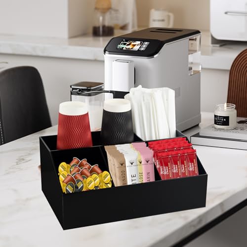 Coffee Tea Station Acrylic Organizer Sugar Tea Drink Packets Holder Black - color: Black