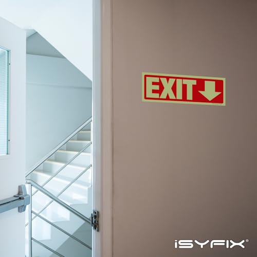iSYFIX Exit Stickers Signs, Directional Down Arrow, 2 Pack 12x4 Inch - color: Sticker Down Glow, size: 2 Pk 12x4