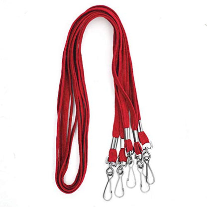 Beebel Lanyards 100 Pack Red Lanyards with Swivel Hook Clips for ID Name Badge Holder - color: Red, size: 100 Pack