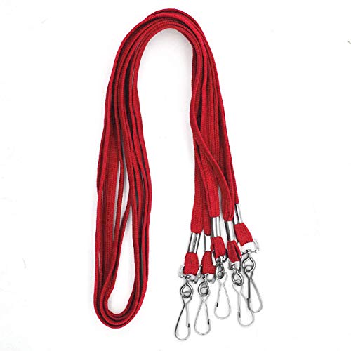 Beebel Lanyards 200 Pack Red Lanyards with Swivel Hook Clips for ID Name Badge Holder - color: Red, size: 200 Pack