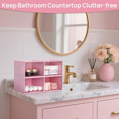 Vtopmart 4 Pack Small Clear Stackable Storage Drawers, Pink - style: Small-4pack-Pink