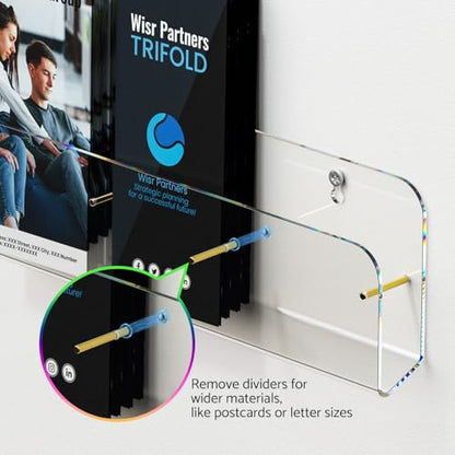 HIIMIEI Brochure Holder Wall Mount, 2-Pack Acrylic Modular Flyer Rack - size: 4 Slots