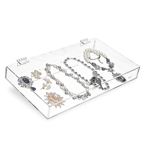MOOCA Premium Acrylic Lockable Eyewear Display Case, Pocket Knife Display Case, Ideal for Watch Pin Badge, Dual Display Options, Elevated or Flat - color: 2) Regular W/O Velvet Pad