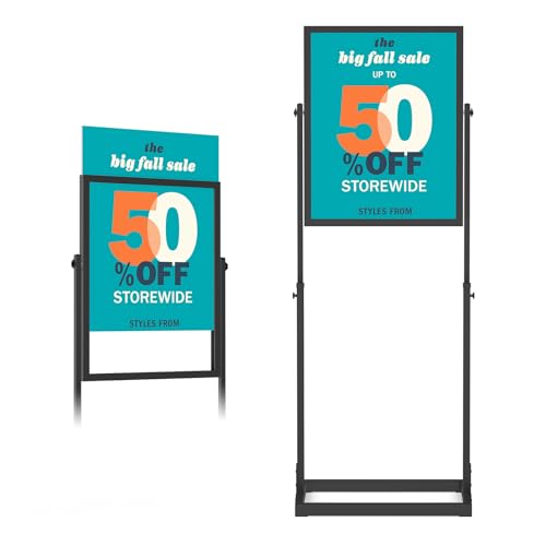 Wphold Heavy Duty Poster Stand, Double Sided 22×28 inch Metal Floor Display with Weatherproof Protection, Floor Standing Sign Holder, Durable Steel Construction for Indoor Events, Offices, Schools