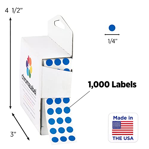 ChromaLabel Dot Stickers, 1/4 Inch Dark Blue, 1000/Box - color: Dark Blue, size: 1/4"