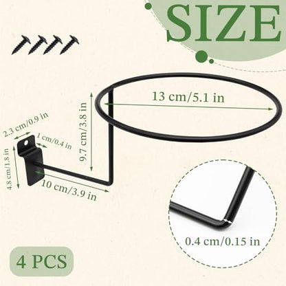 4 Pcs Hat Wall Mount Holder Metal Hat Rack Hangers Display Rack Retail Store Display Shelves Organizer for Caps, Ball Holder, Wig Display Black