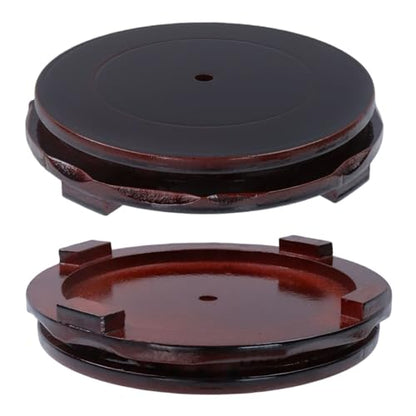 Wooden Display Stand Base 6.3" x 6.3" Wood Carved Craft Pedestal - size: Round, 6.3" x 6.3"
