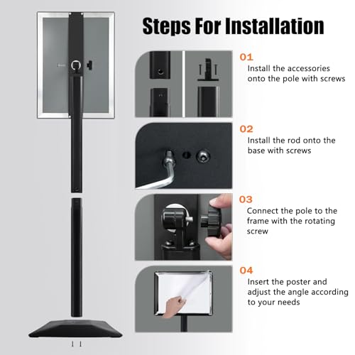 Sign Stand for Display, Ultra Stable Heavy Duty Pedestal Signage Holder - size: 11x17 3Pack, style: Black