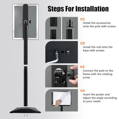 Sign Stand for Display, Ultra Stable Heavy Duty Pedestal Signage Holder - size: 11x17, style: Black