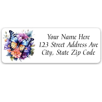 Return Address Labels Personalized Floral Butterfly Mailing Labels for Envelopes, Self-Adhesive Flat Sheet Rectangle Personalized Name Stickers Made in The USA (Set of 60)