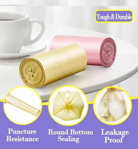 3 Gallon 180pcs Small Gold Trash Bags(Fit 2.6-3.2 Gal) Plastic Strong Gold Garbage Bags, Bathroom Trash Can Bin Liners, Waste Basket Liner, Fit 10-13 Liter, 2.5-2.6 Gallon,3.2Gallon(3-Gold180) - size: 180 Count (Pack of 1), style: 3Gal-Gold-180