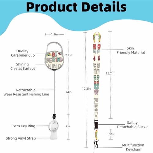 Vertical ID Badge Holder with Detachable Lanyard - Be Kind - color: Be Kind
