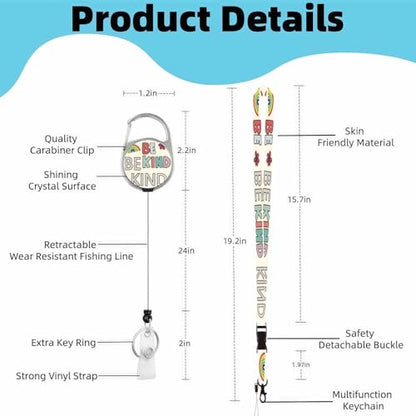 Vertical ID Badge Holder with Detachable Lanyard - Be Kind - color: Be Kind