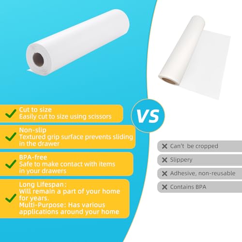 Non Slip Shelf Liner PVC Drawer Liner BPA-Free Waterproof and Washable Kitchen Cabinet Liner Suitable for Shoe Cabinets,Wire Shelving (White and Grey, 12×120inch) - color: White and Grey, size: 12"W x 120"L