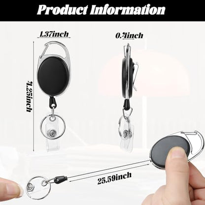 50 Pcs Badge Reels, ID Badge Holders with Retractable Clip